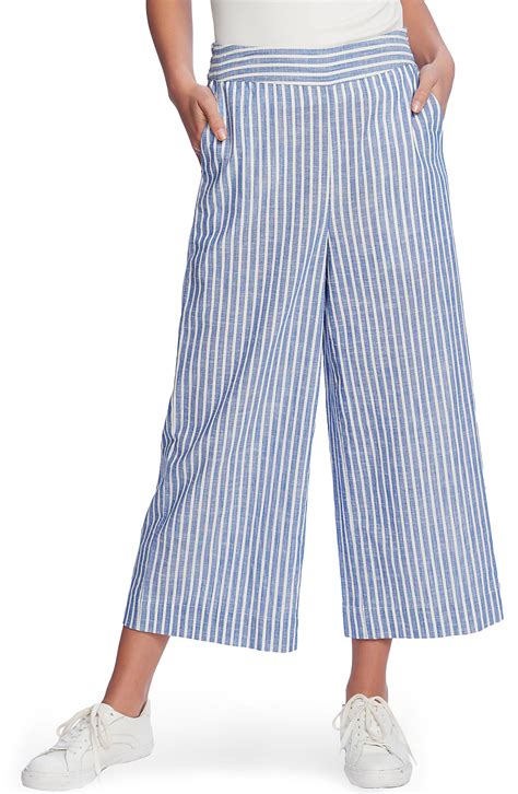 blue and white linen pants.